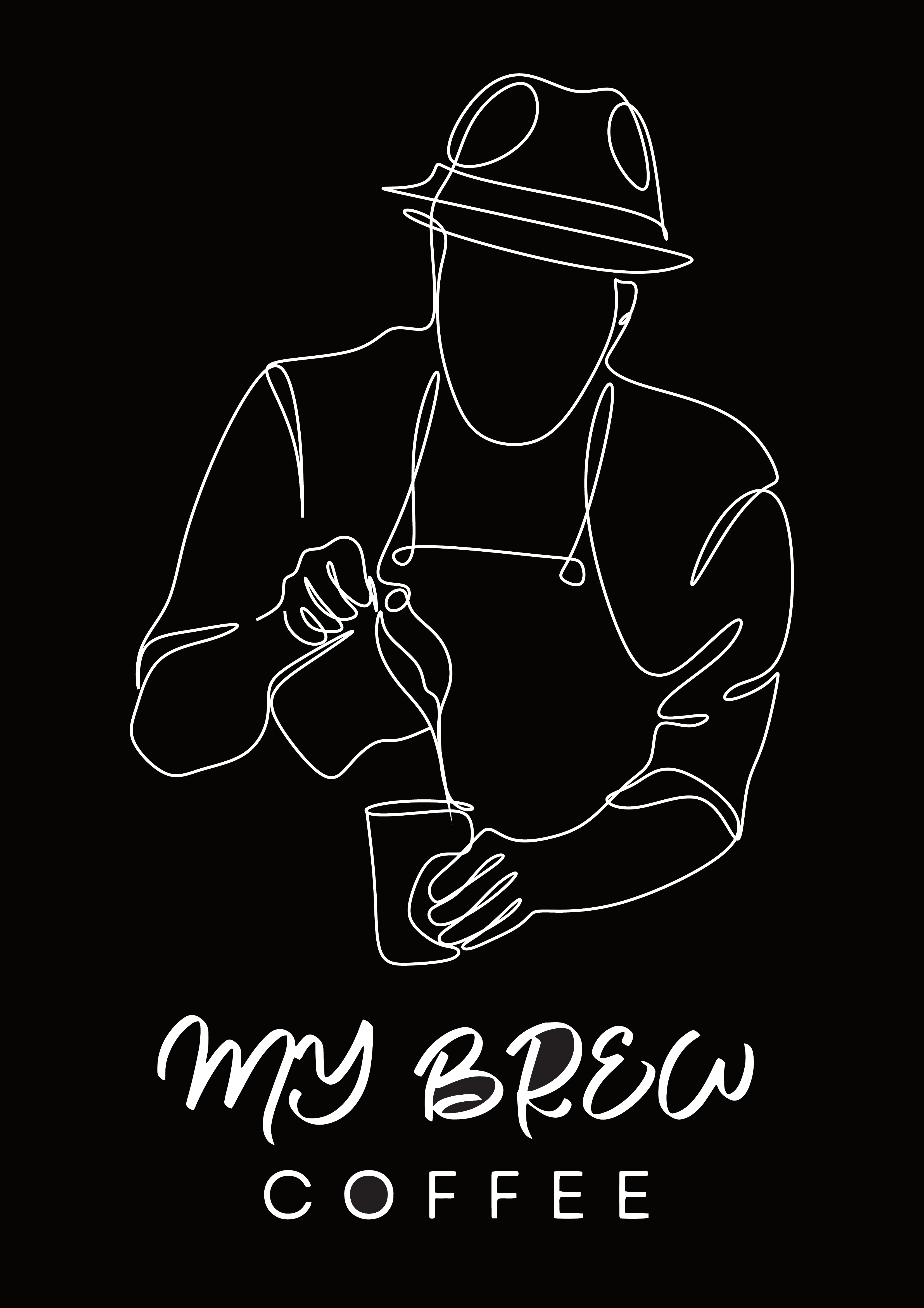 My Brew Coffee — line art barista logo